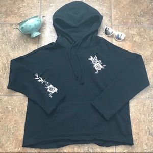 Betsey Johnson NEW Hoodie Black Embroidered S NWOT Small Athleisure WFH